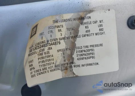 2002 Chevrolet Cavalier from USA, damaged, VIN 1G1JC524827344879